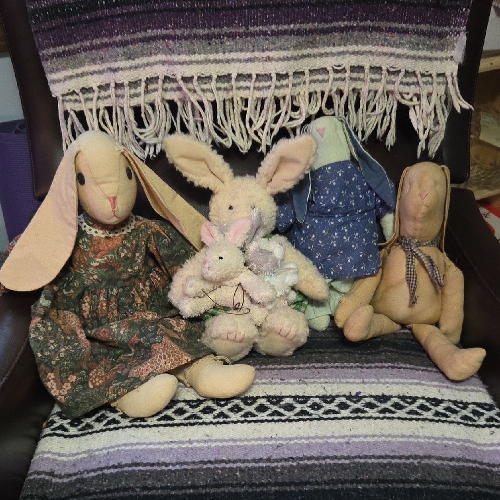 Handcrafted Plush Bunny Set - Multicolor